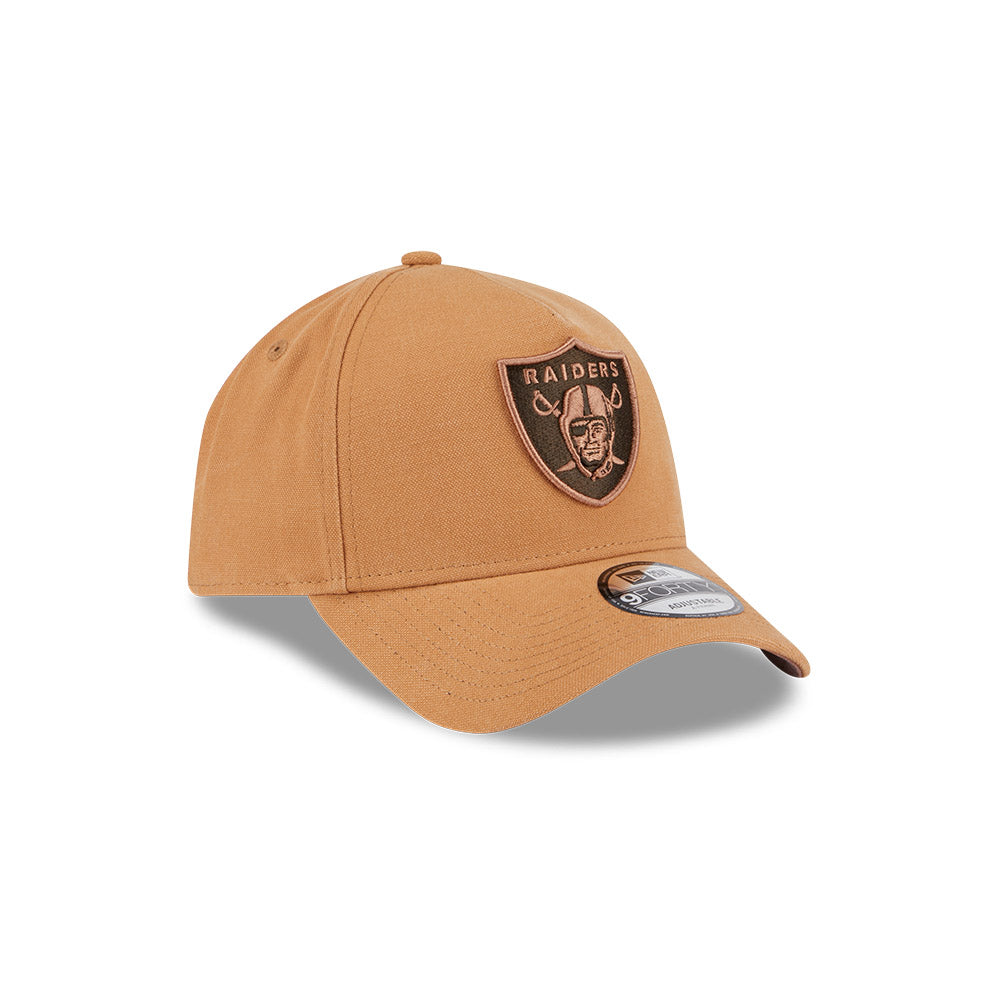 Las Vegas Raiders Hat - Washed Canvas Bronze 9Forty A-Frame NFL Snapback Cap - New Era